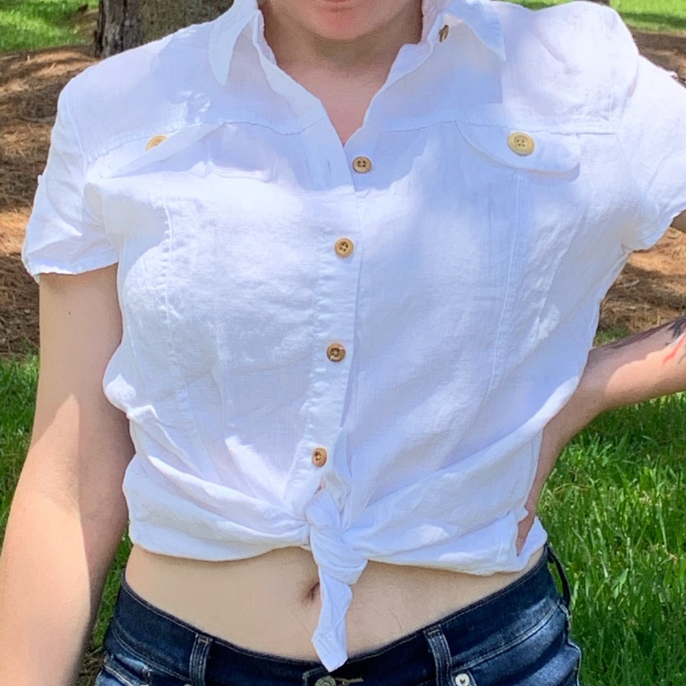 Merona | White Button Down Shirt, Short Sleeves